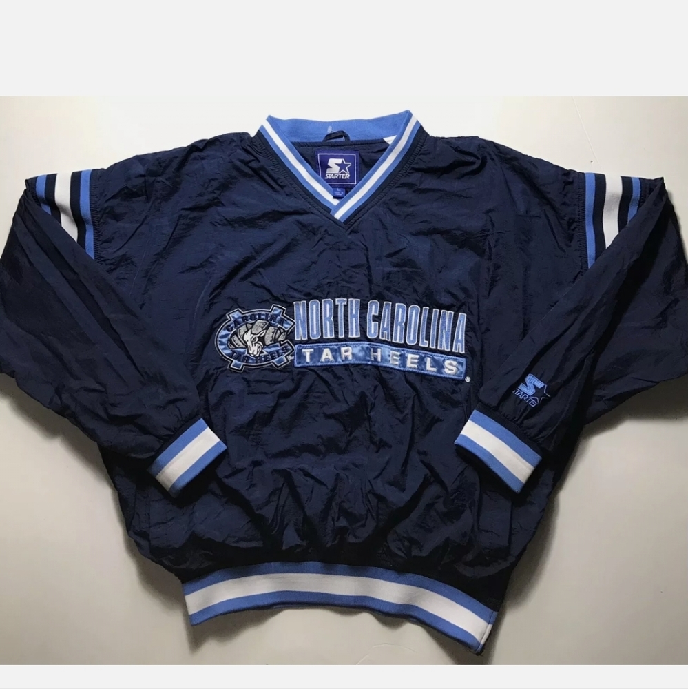 Vintage North Carolina Tar Heels UNC Starter Pullover Windbreaker Jacket Large